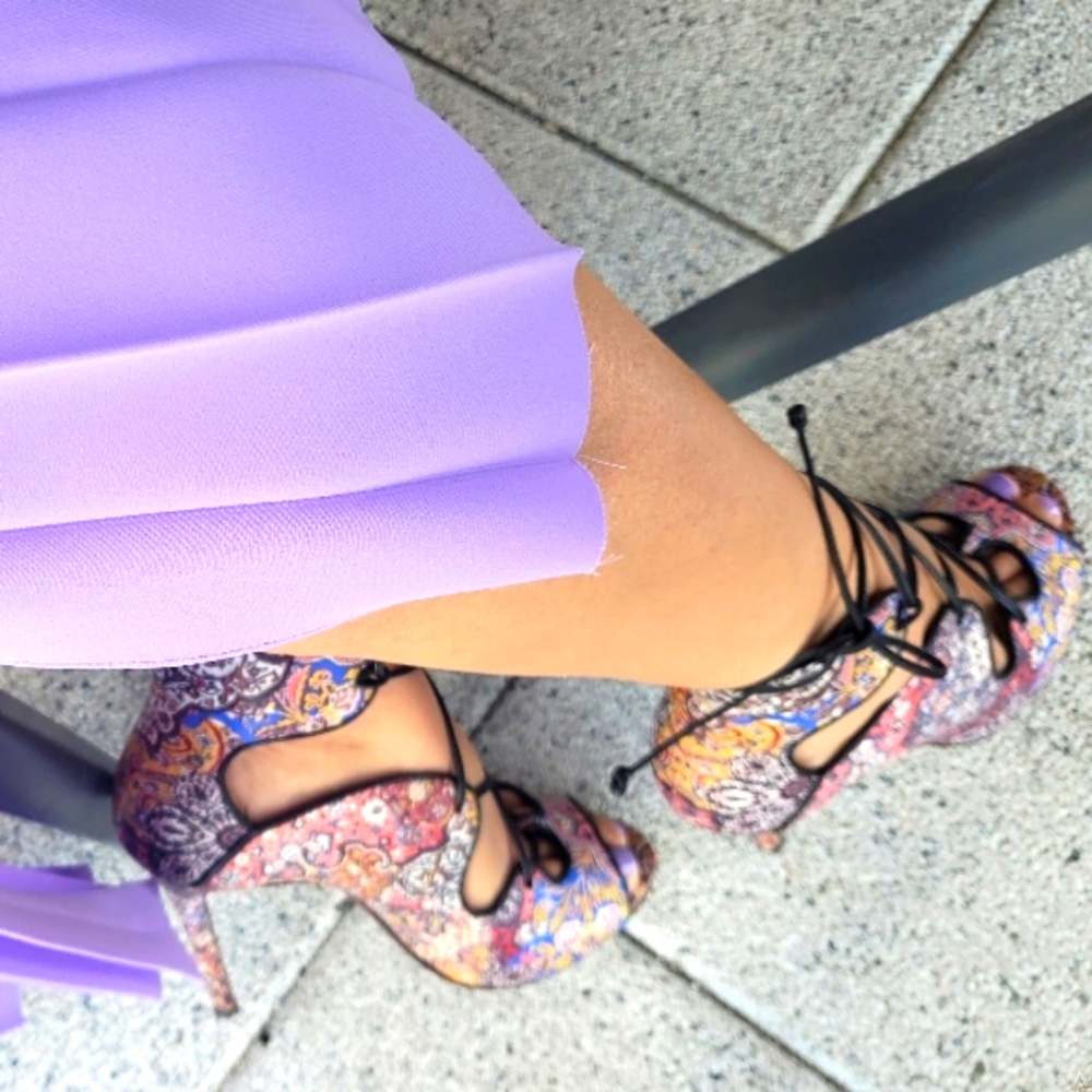 Tabitha Elegant Paisley Lace-Up Stiletto Heels